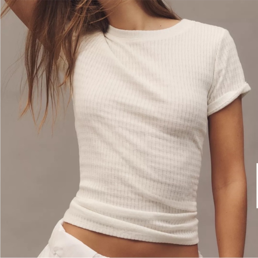 Pilcro Short Sleeve Crewneck Top - White